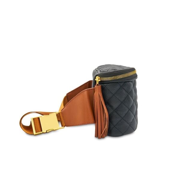 Black Leather Joy Mangano Belt Bag - Picture 3 of 6